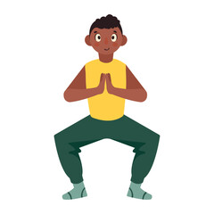 afro man in yoga position