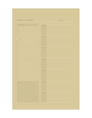 Weekly Planner template. Make your day more easily and happy. Vector Print template.