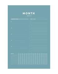 Monthly Planner template. Make your day more easily and happy. Vector Print template.