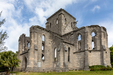 Fototapeta na wymiar The Unifinished Church, begun in 1874, in St. George, Bermuda, now considered a Gothic ruin