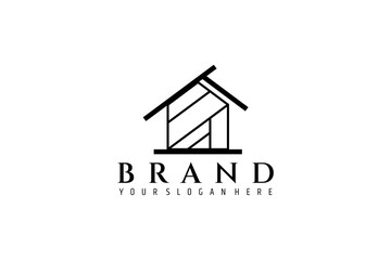 house architecture logo with line concept