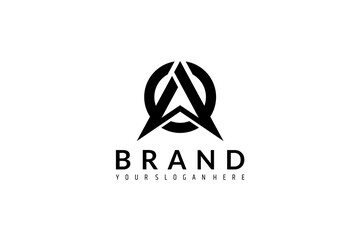 initial letter A, arrow logo with circle frame