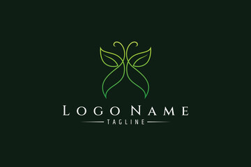 green butterfly line art logo