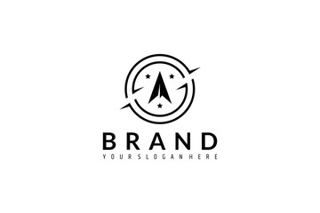 arrow logo inside the letter S in the shape of a circle with a variety of stars