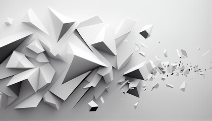 Abstract White Background with Geometric Shapes. 3d rendering. Generative AI
