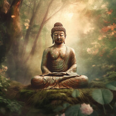 buddha statue in the morning