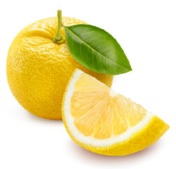 Kochi Yuzu orange isolated on white background With work path, Yellow Yuzu Orange fruit isolated on...