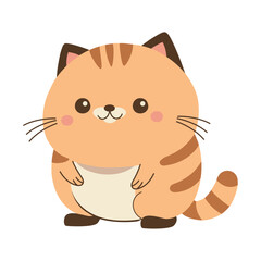 Cute cartoon kitten sitting with cheerful smile