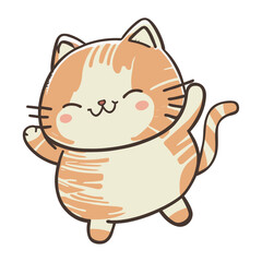 Cute cartoon kitten playing