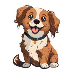 Cute smiling puppy sitting on white background