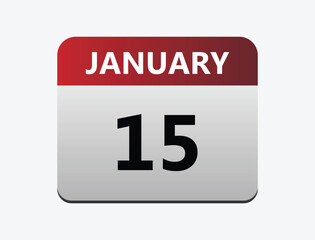 January 15th calendar icon vector. Concept of schedule. business and tasks.