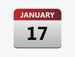 January 17th calendar icon vector. Concept of schedule. business and tasks.