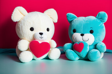 Cute kawaii heart plush toy. Generative AI