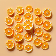Padrão de laranjas em vista superior.