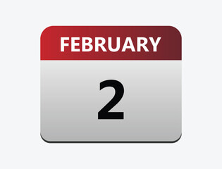 February 2th calendar icon vector. Concept of schedule. business and tasks.