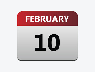 February 10th calendar icon vector. Concept of schedule. business and tasks.