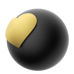 Like ball black and gold 3d render illustration