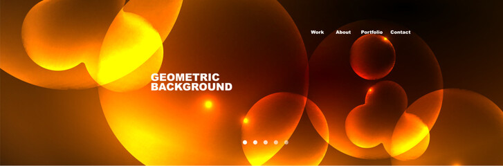 Shiny neon circles and bubbles, dark abstract background with blurred magic neon light, wallpaper design