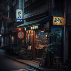 Japanese Street Vibes at Night, Generative AI