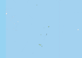 High detailed vector Tonga physical map, topographic map of Tonga on white with rivers, lakes and neighbouring countries. 