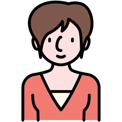 female avatar black outline filled color icon