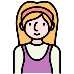 Obraz premium female avatar black outline filled color icon
