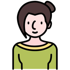 Obraz na płótnie Canvas female avatar black outline filled color icon
