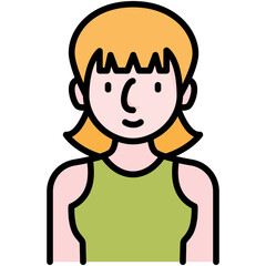 female avatar black outline filled color icon