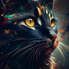 Feline Artistry: Close-Up Portraits of Cats with a Painterly Touch