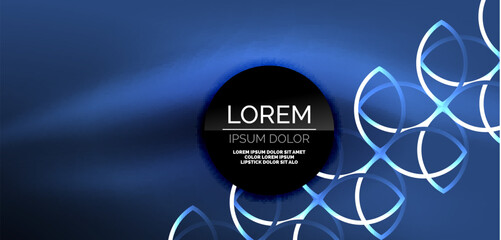 Neon laser lines, circles waves abstract background. Neon light or laser show, electric impulse, power lines, techno quantum energy impulse, magic glowing dynamic lines