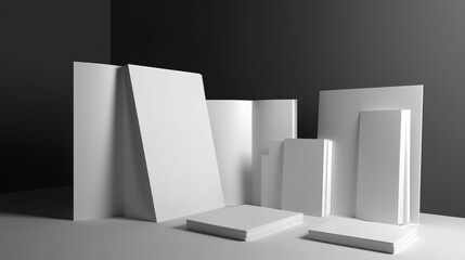 Brochure 3D Rendering White Blank Mockup
