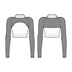 Long Sleeve Crop Top and Sports Bra fashion vector sketch, Apparel template - Illustrator CC