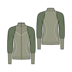 Zip-up track jacket fashion vector sketch, Apparel template  - Illustrator CC