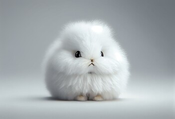 fluffy cartoon white avatar mascot, rabbit like unreal cute animal on a white background, 3d, ultra realistic, super cute adorable baby child like, furry small animal, big eyes and. Generative AI