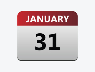January 31th calendar icon vector. Concept of schedule. business and tasks.