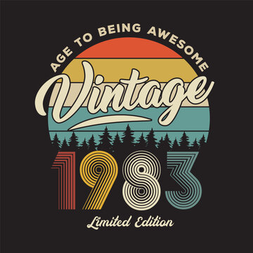 1983 vintage retro t shirt design vector