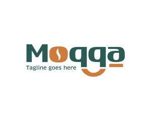 moqqa logotype lettermark with coffee bean in letter o