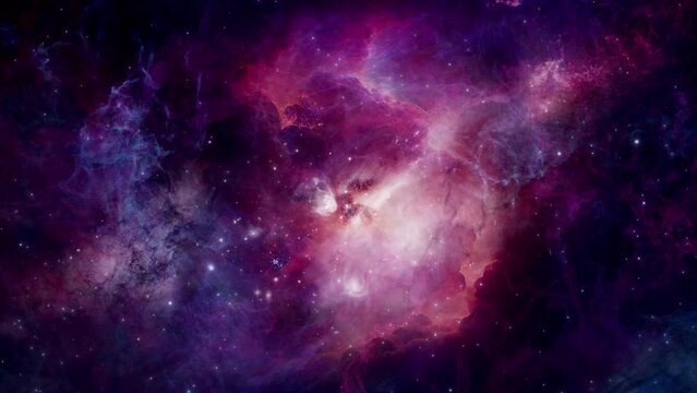 Nebula Clouds Colourful Travel and Star Loop. 3D rendering. This Clip is a cloud colourful with star glow and camera fly to deep galaxy in a seamless loop.