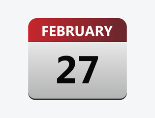 February 27th calendar icon vector. Concept of schedule. business and tasks.