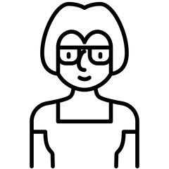 elder female avatar black outline icon