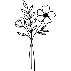 Hand Drawn Flower, Flower Line Art