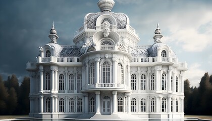 baroque white castle, Generative AI