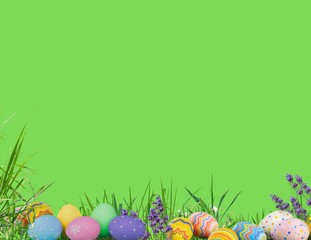 Easter Sunday Poster green screen Design with Eggs