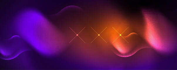 Neon glowing waves, magic energy space light concept, abstract background wallpaper design