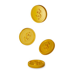 Gold coins 3d rendering transparency illustration graphics