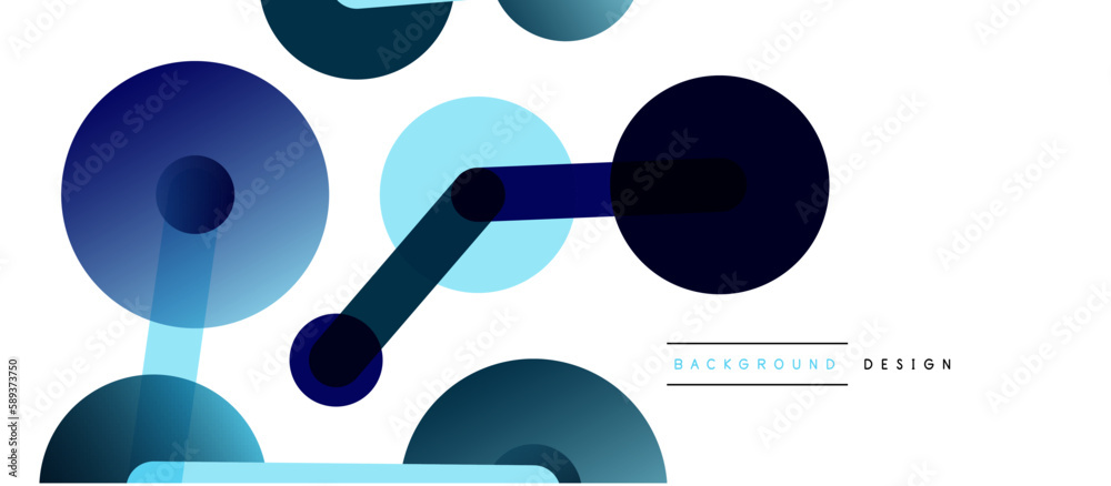 Poster Line points connections geometric abstract background. Circles connected by lines. Trendy techno business template for wallpaper, banner, background or landing