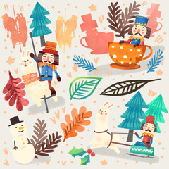 design repeat pattern winter and snow 