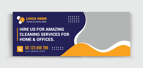 Cleaning Service facebook cover | Professional business facebook cover page timeline web ad banner template. Cleaning business company social media design 