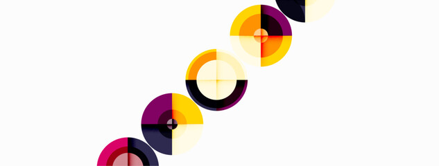 Circles with shadows trendy minimal geometric composition abstract background