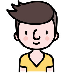 boy avatar black outline filled color icon